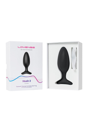 Анальная втулка Lovense Hush 2 (M), силикон, черная, 12,1 см