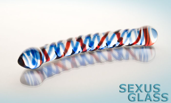 Двусторонний фаллоимитатор Sexus Glass, стекло, прозрачный, 21 см