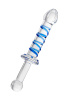 Двусторонний фаллоимитатор Sexus Glass, стекло, прозрачный, 22,5 СМ
